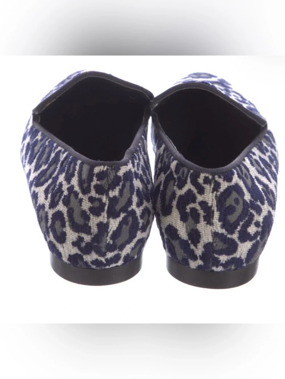 Stella McCartney Blue and Gray Leopard Jacquard Loafers